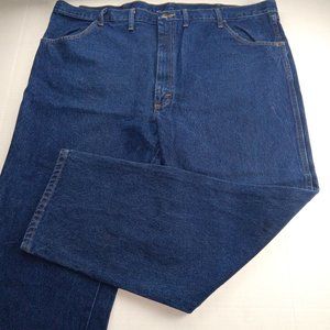 Rustler Men's Straight Leg Jeans Size 46 X 30 Dark Wash 100% Cotton Denim